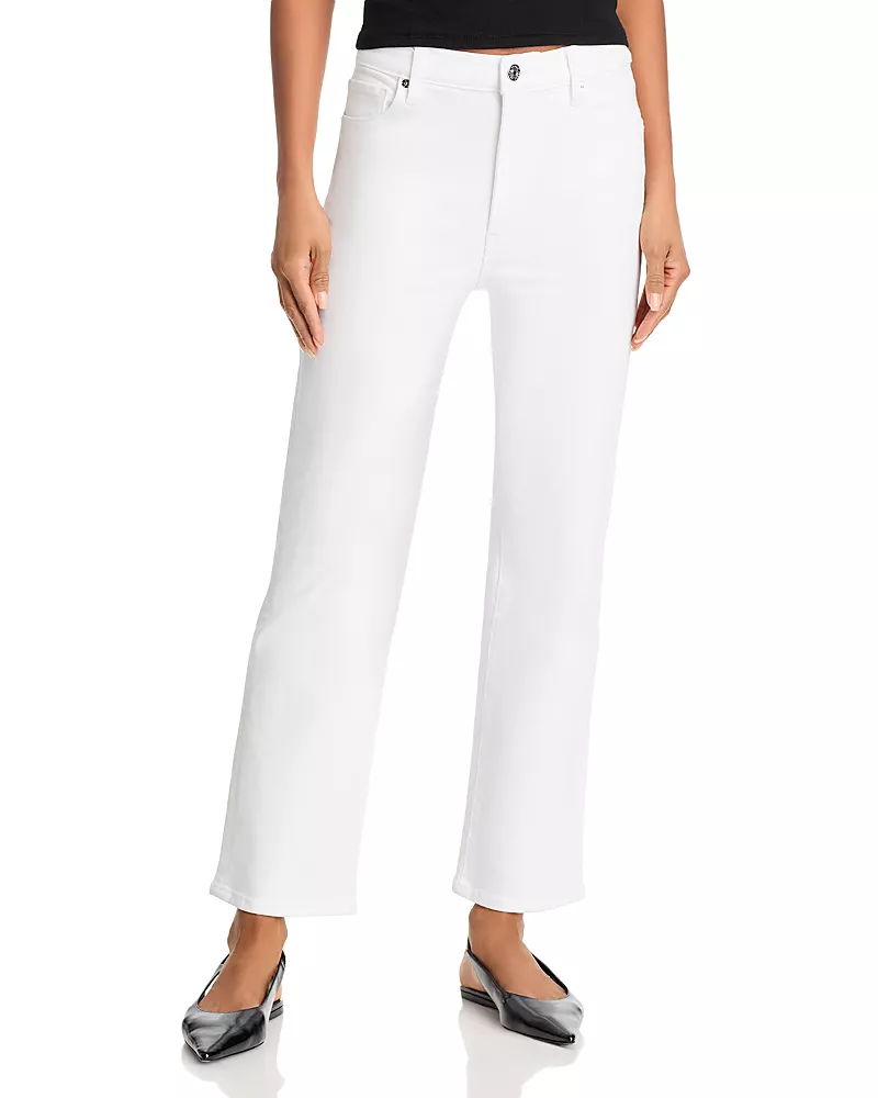 Frame Le Sleek High Rise Straight Jeans in White