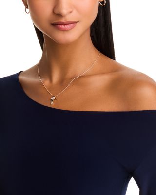 Diamond Solitaire Cross Pendant Necklace in 14K Yellow Gold, 0.20 tcw