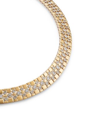 Luxe Collection Diamond Collar Necklace in Textured 14K Yellow Gold, 4.50 tcw
