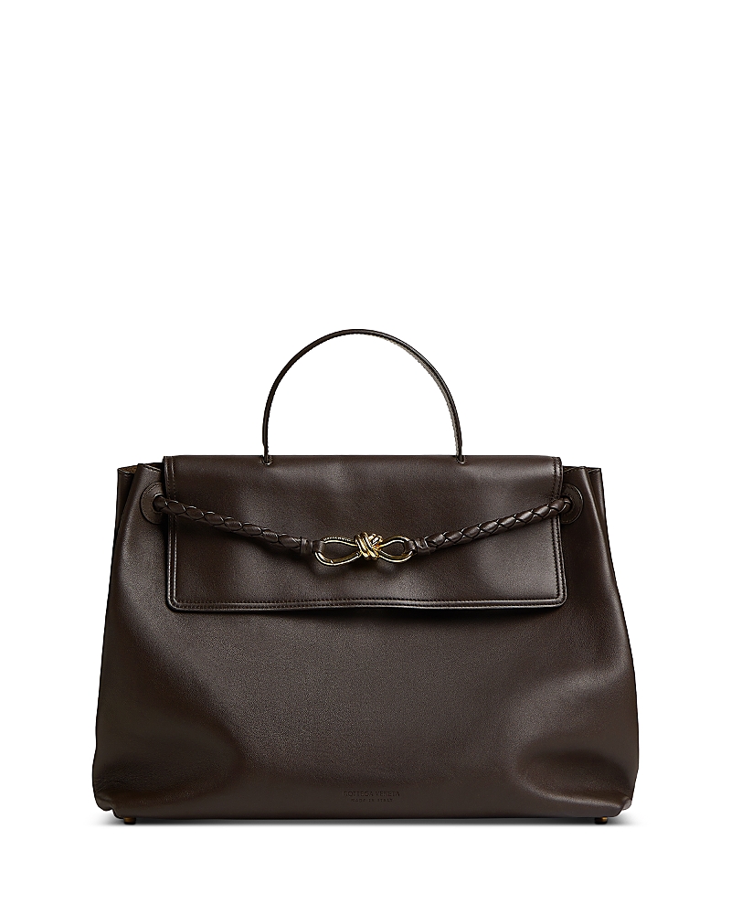 Bottega Veneta Andiamo Large Leather Top-handle Bag In Fondant-m Brass