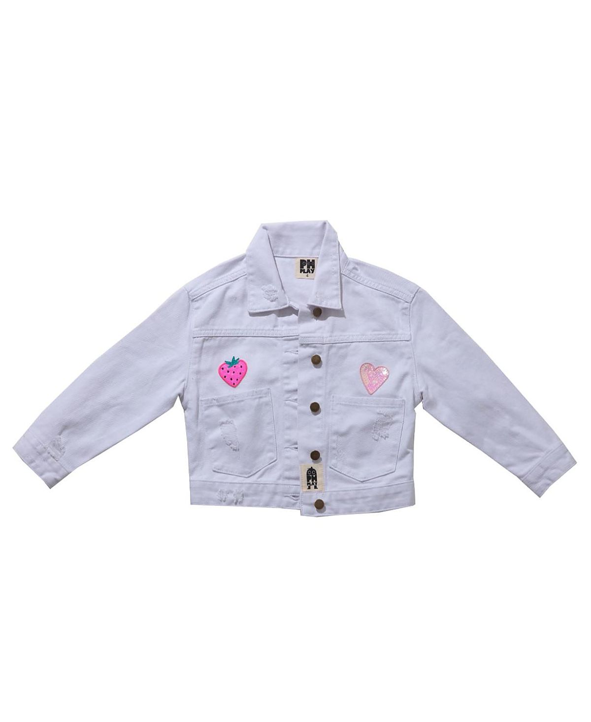 Petite Hailey Girls' Patched Denim Jacket- Little Kid, Big Kid