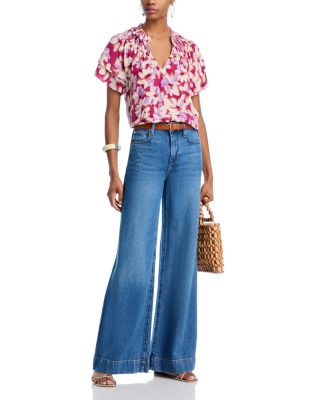 Kamila Printed Split Neck Top