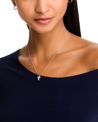 Diamond Cross Pendant Necklace in 14K White Gold, 0.7 tcw