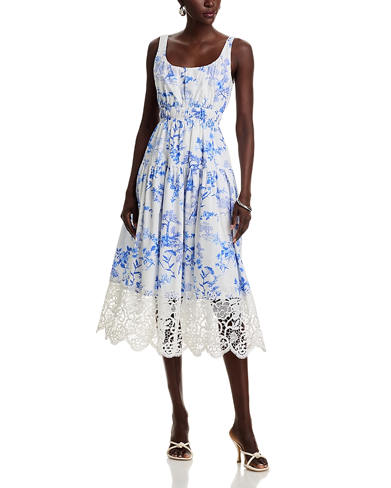 AQUA LACE HEM MIDI DRESS - EXCLUSIVE