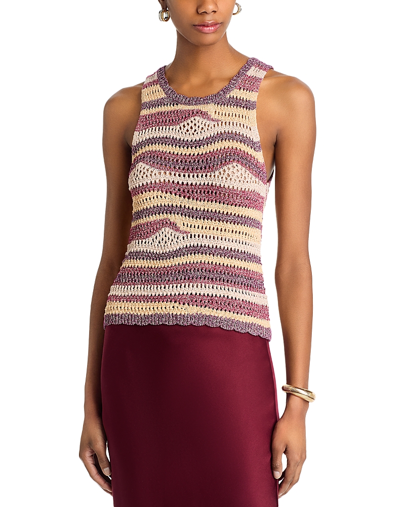 Steve Madden Hannah Metallic Open Stitch Sleeveless Sweater In Beet Red