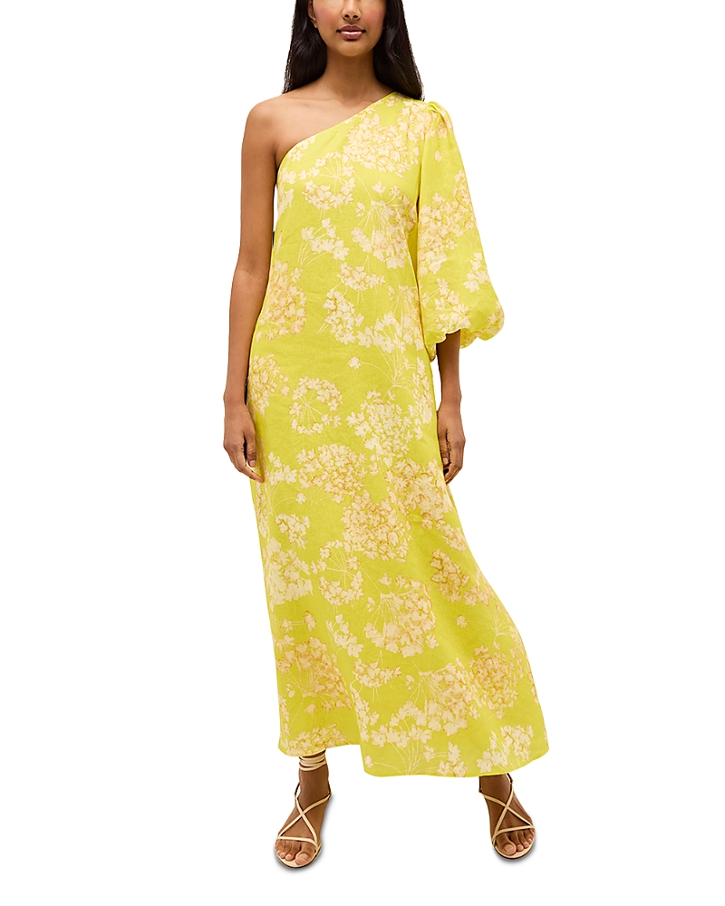 Shop Marie Oliver Printed One Shoulder Maxi Dress In Honeysuckle