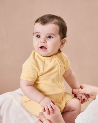 Unisex Short Sleeve Zip Romper - Baby