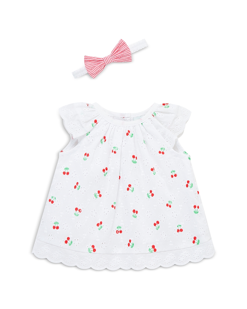 Shop Little Me Girls' Cherry Eyelet Top, Shorts & Headband Set - Baby In Pink