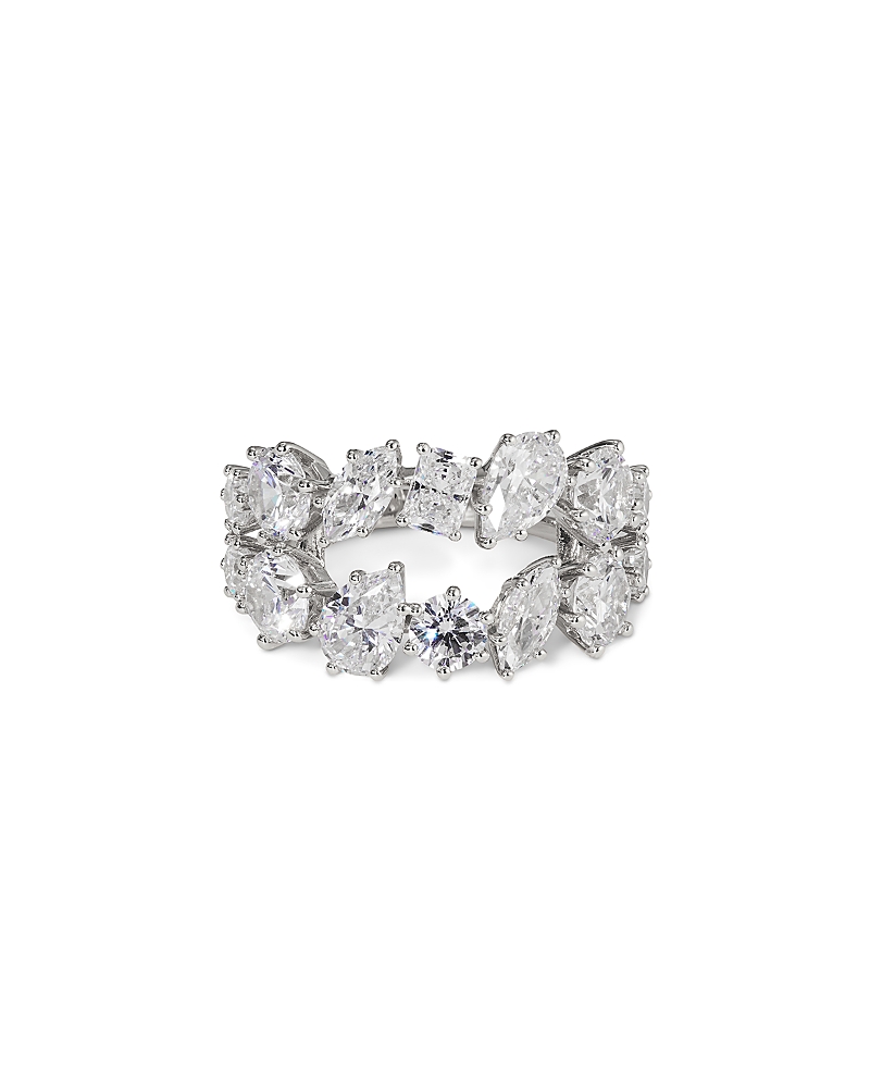 Nadri Btrx Mixed Cubic Zirconia Cocktail Ring in Rhodium Plated