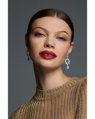 BTRX Mixed Cubic Zirconia Open Chandelier Earrings in Rhodium Plated