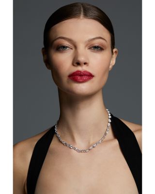 BTRX Mixed Cubic Zirconia Collar Necklace in Rhodium Plated, 16"-18" 