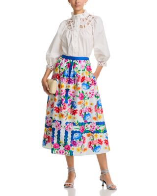 Marcie Cotton Printed Midi Skirt