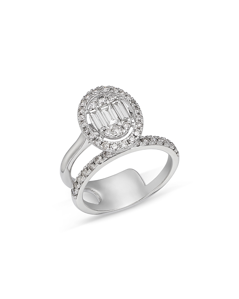 Bloomingdale's Fine Collection Diamond Oval Mosaic Ring In 14k White Gold, 1.0 Ct. T. W. In White