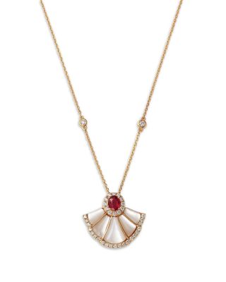 Bloomingdale's Fine Collection - Ruby, Mother of Pearl & Diamond Pendant Necklace in 14K Yellow Gold, 18"
