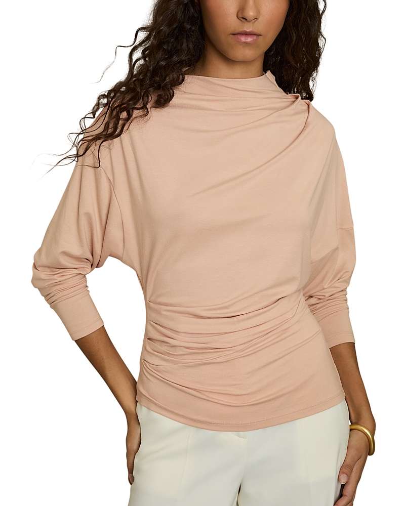 Shop Reiss Daisy Draped Long Sleeve Top In Blush