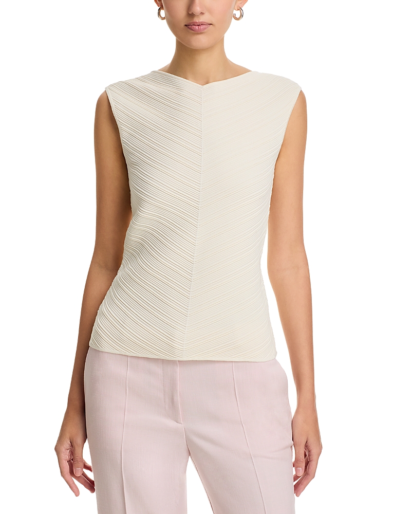 Hugo Boss Ribbed Top In Open White