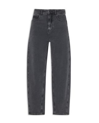 High Rise Stretch Barrel Leg Jean in Grey