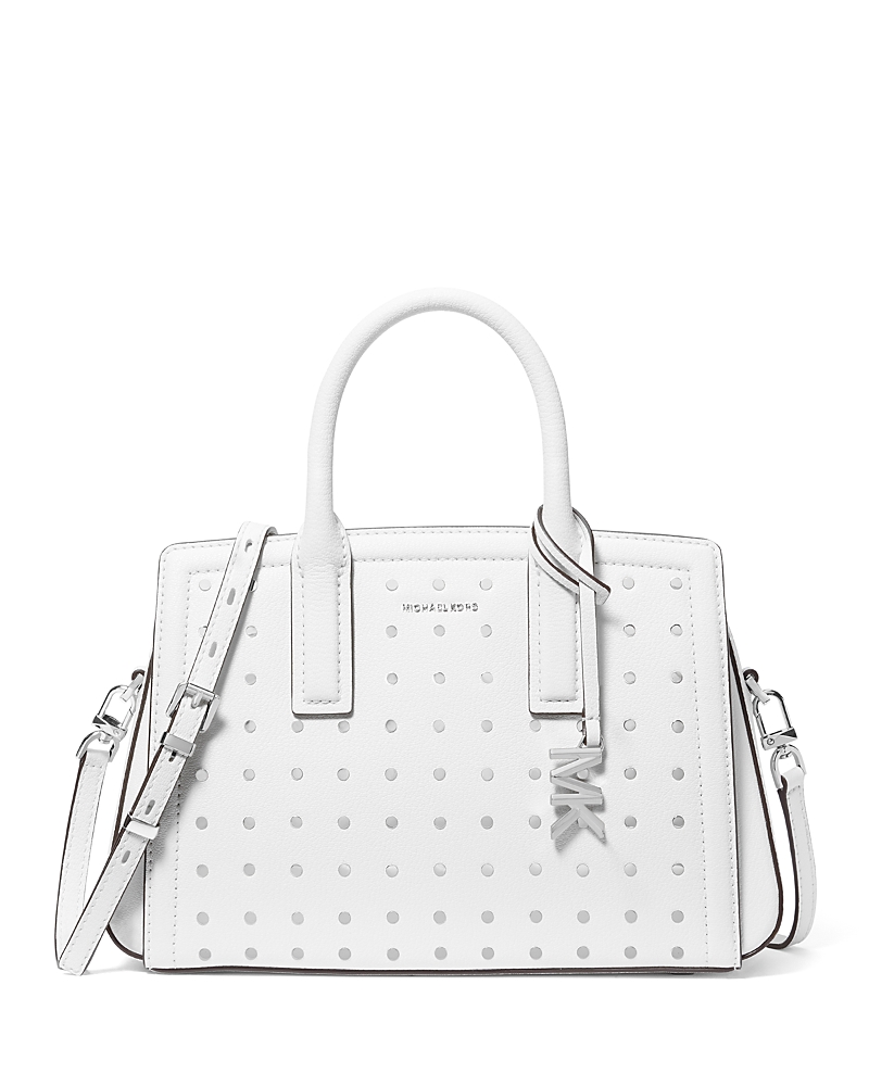 Michael Kors Laila Small Satchel In Optic White