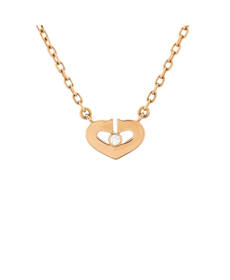 Pre-owned Pre-owned Cartier Cartier Xs C Heart De Cartier Pendant Necklace 18k Rose Gold With Diamond