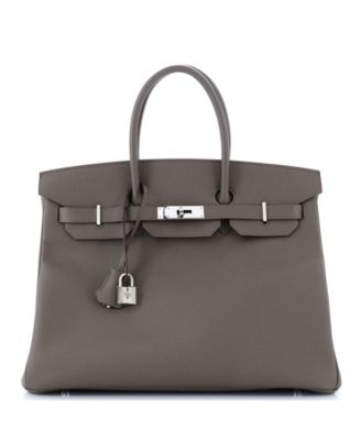 Pre-Owned HERMÈS - Birkin 35 Handbag Grey Epsom with Palladium Hardware