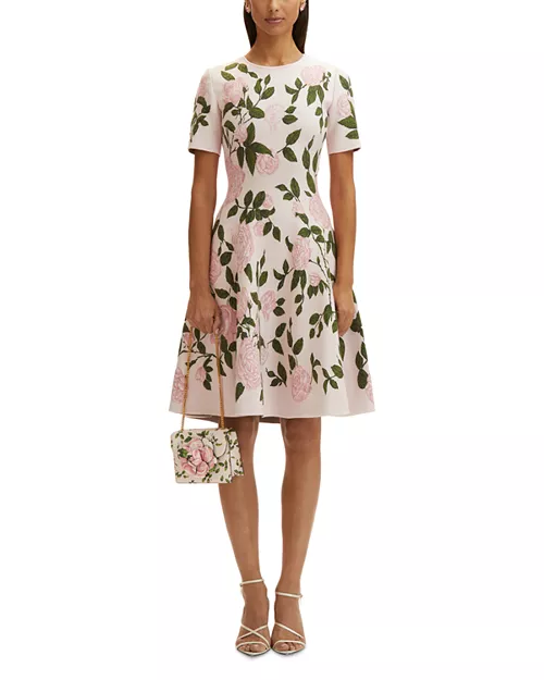 rose jacquard dress