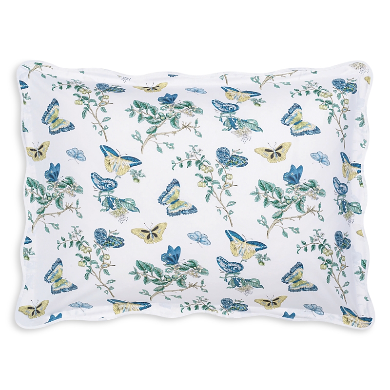 Matouk Baudin Butterfly 500 Thread Count Cotton Percale Sham In Prussian Blue