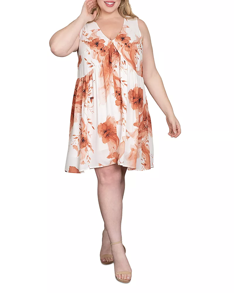 standards & practices Floral Print Tulip Hem Mini Shift Dress