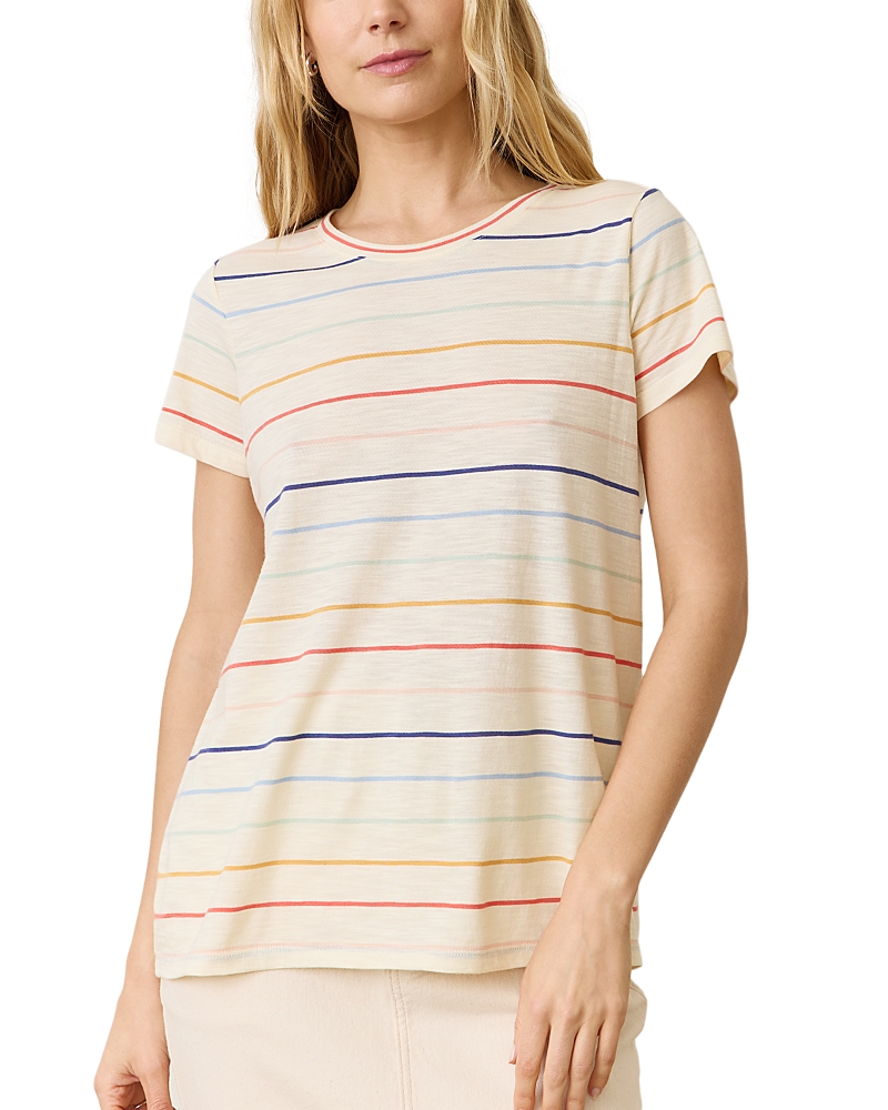 Marine Layer Striped Swing Crewneck Tee In Rainbow Stripe