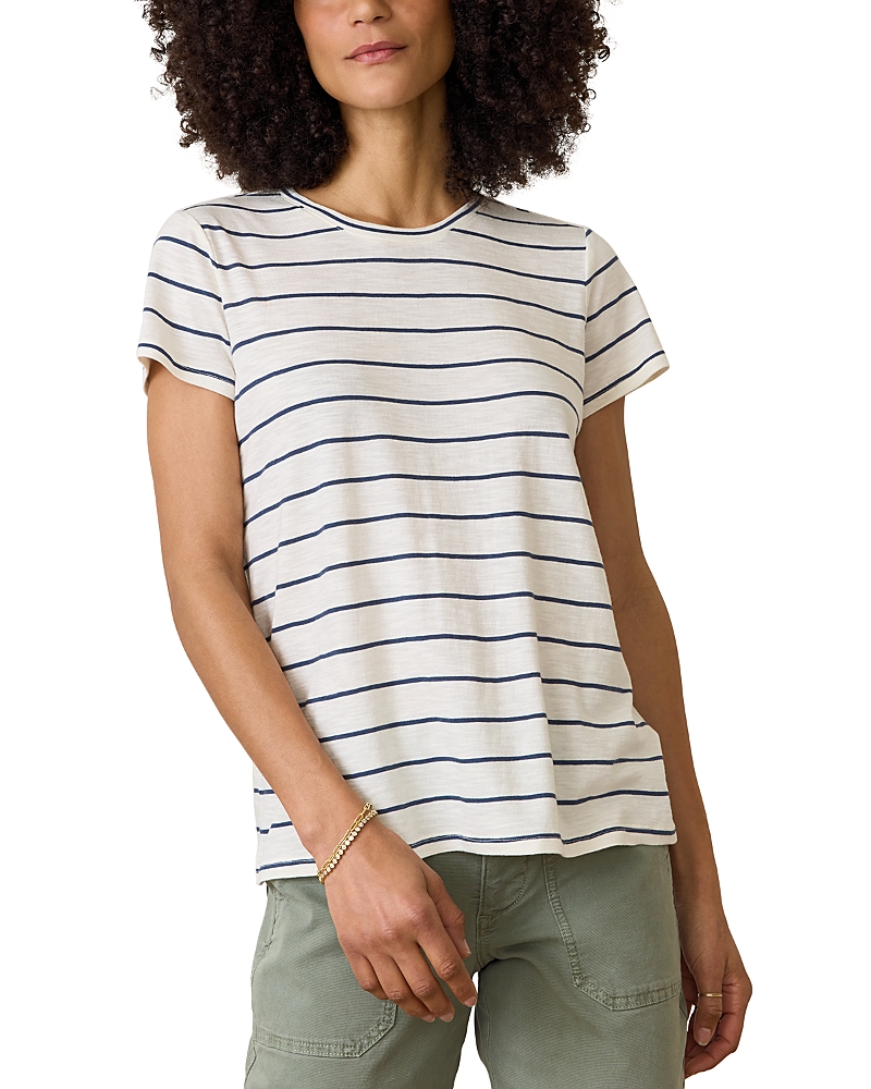 Marine Layer Striped Swing Crewneck Tee In White/navy