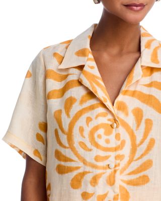 Tomaso Linen Shirt | Red Tropical Landscape main image 1