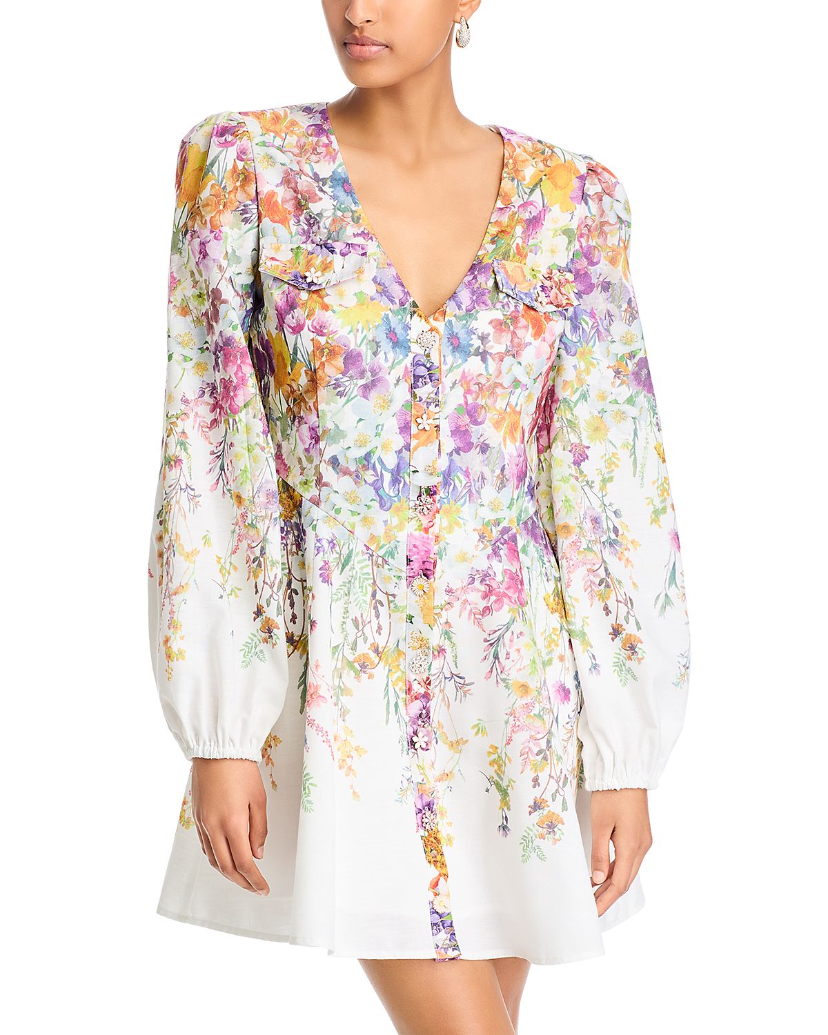 Aqua Floral Print Mini Dress - Exclusive