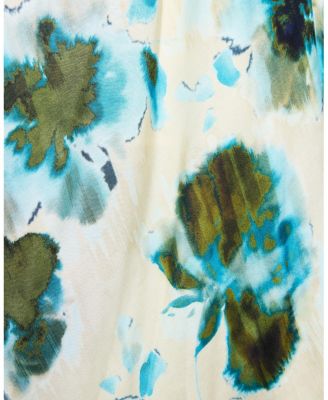  Mira Hi-Lo Hemline in Abstract Floral Print Sleeveless Midi Dress