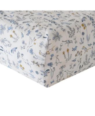  Liberty Fabric Theo Blue Print Fitted Sheet, Crib