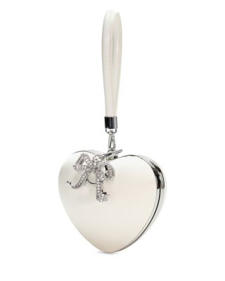 Satin Top Handle Heart Clutch