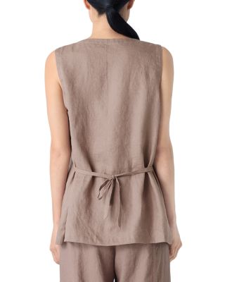 Petite Linen Long Vest