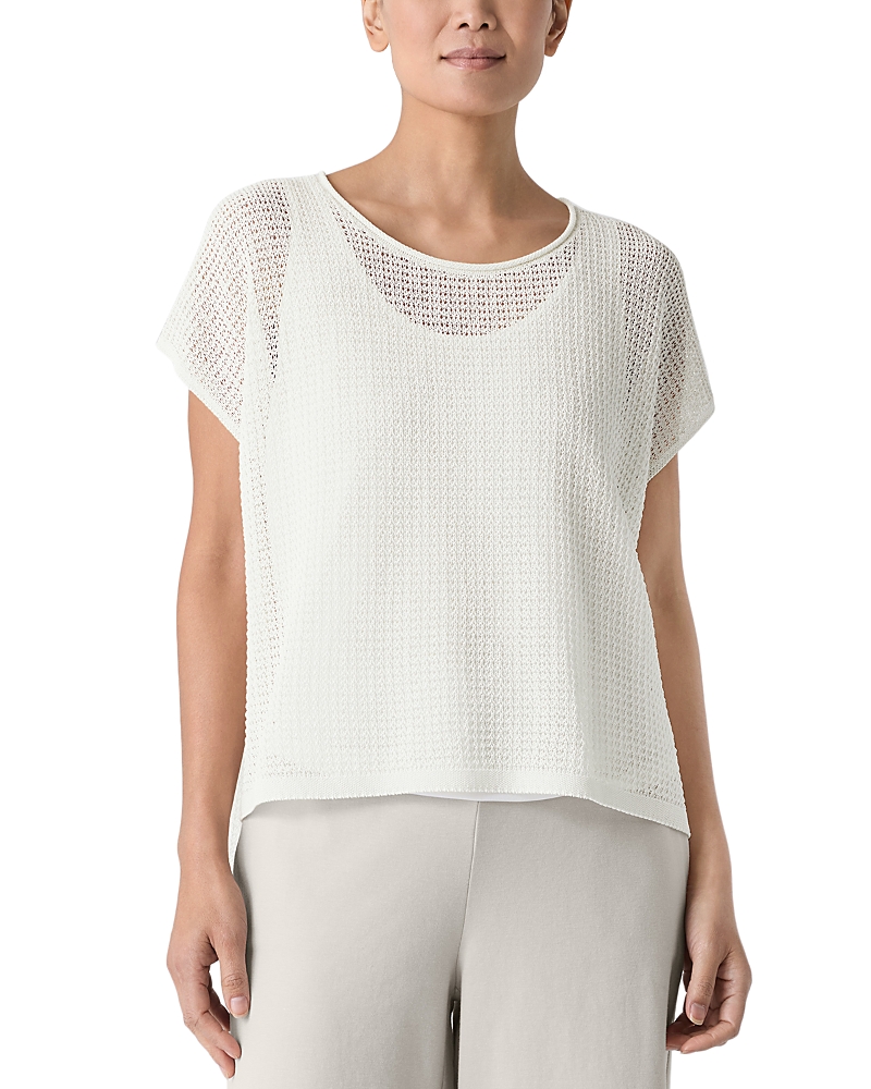 Eileen Fisher Crewneck Organic Cotton Cord Sweater In Ivory