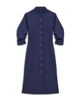 Theory A-Line Midi Dress in Sleek Poplin | Bloomingdale's
