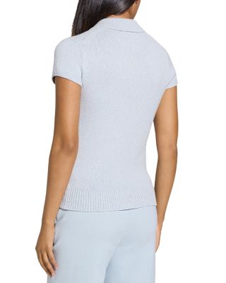 Cap Sleeve Textured Knit Polo