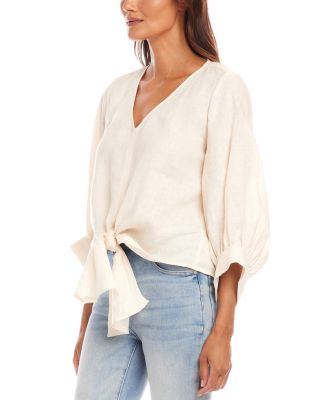 Linen Tie Front Top