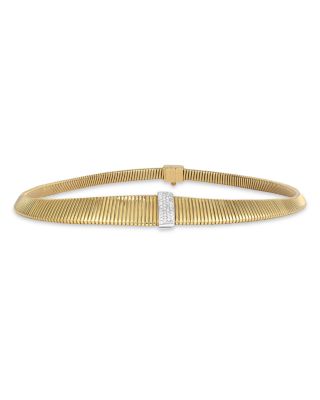 18K Yellow Gold Via Mercanti Tubogas Diamond Pav&eacute; Collar Necklace, 17.3"