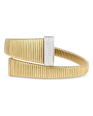 18K Yellow Gold Via Mercanti Tubogas Diamond Accent Bracelet