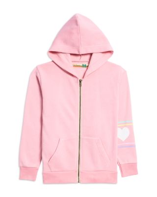 Girls' Heart & Stripes Full Zip Hoodie & Shorts - Big Kid	