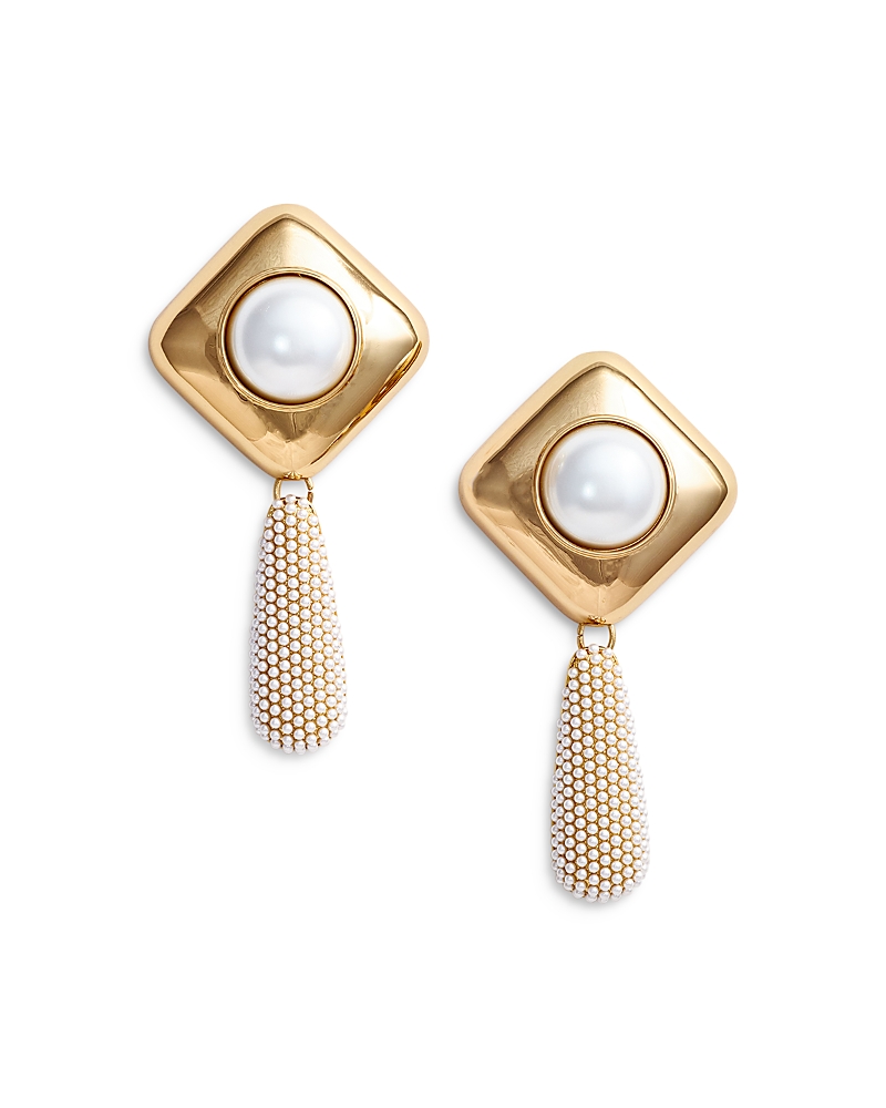 SELF-PORTRAIT SELF-PORTRAIT IMITATION PEARL DROP EARRINGS IN 18K GOLD PLATED