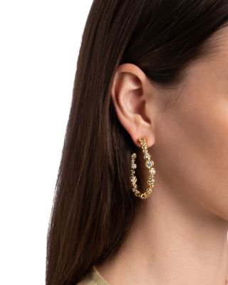 Asterales Cubic Zirconia Large Oval Hoop Earrings in 14K Gold Plated