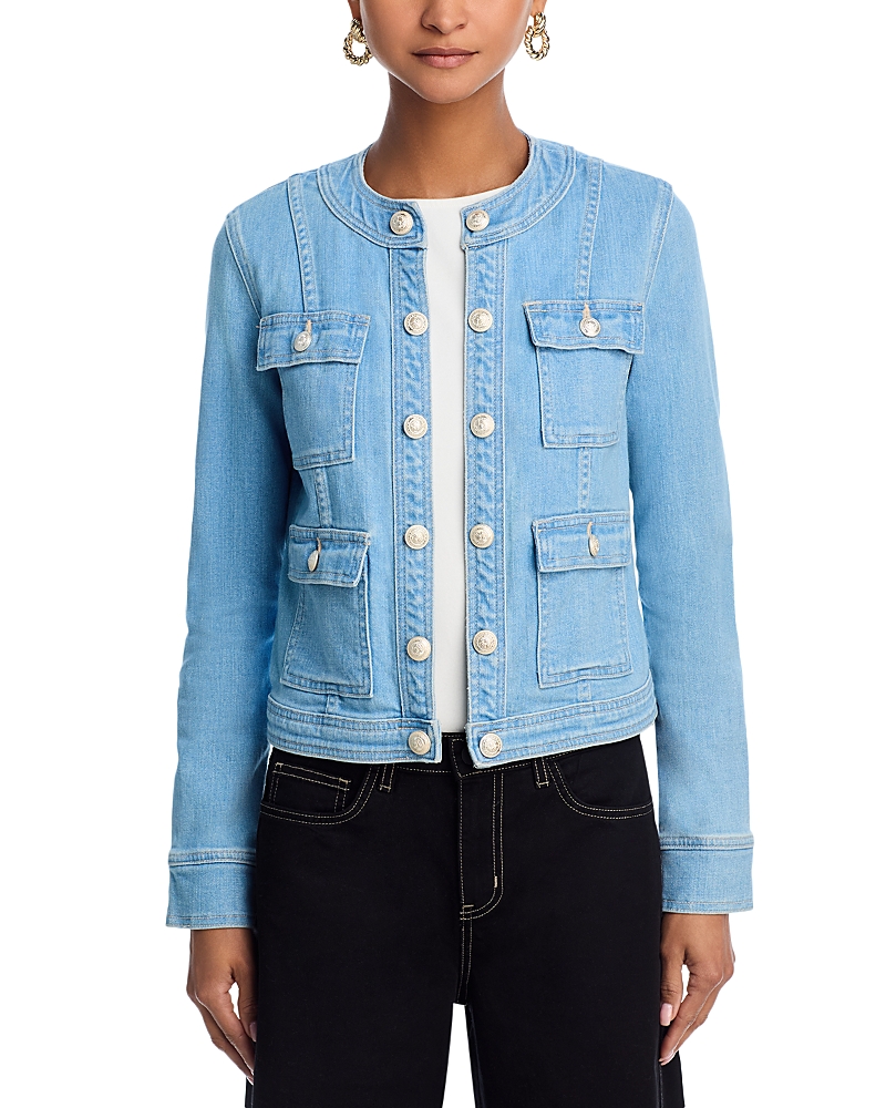 L'Agence Yari Collarless Denim Jacket