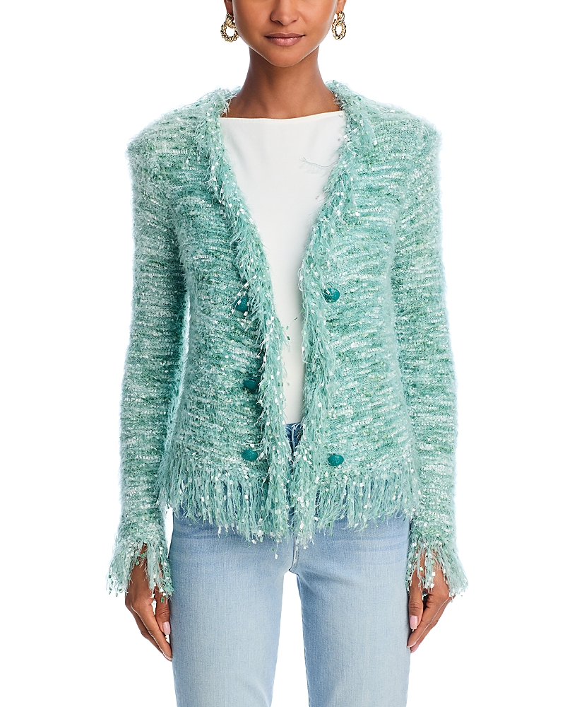 L'agence Azure Fringe Cardigan In Jade Multi In Jade Multi