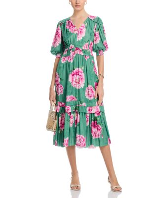 Short Sleeve V Neck Fit and Flare Dress