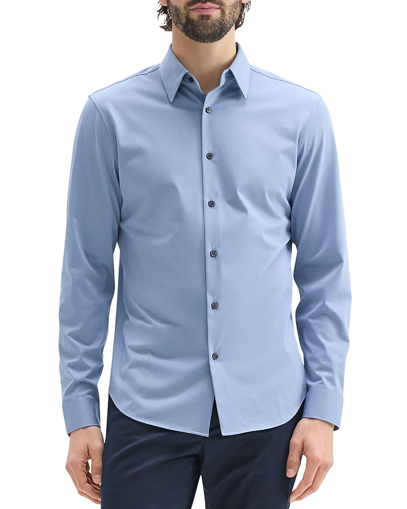 Theory Sylvain Nd Structure Knit Button-up Shirt In Rainstorm