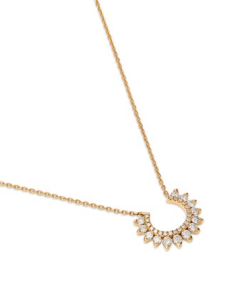 Diamond Horseshoe Pendant Necklace in 14K Yellow Gold, 0.44 tcw