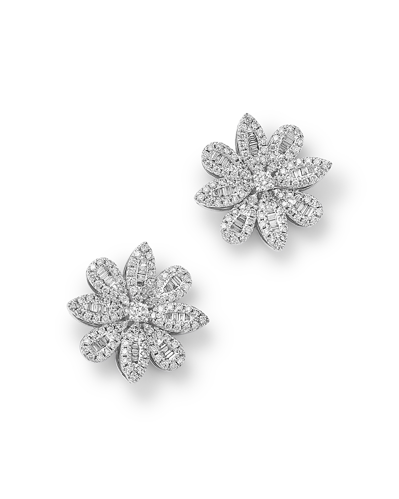 Bloomingdale's Fine Collection Diamond Flower Stud Earrings in 14K White Gold, 1.39 tcw